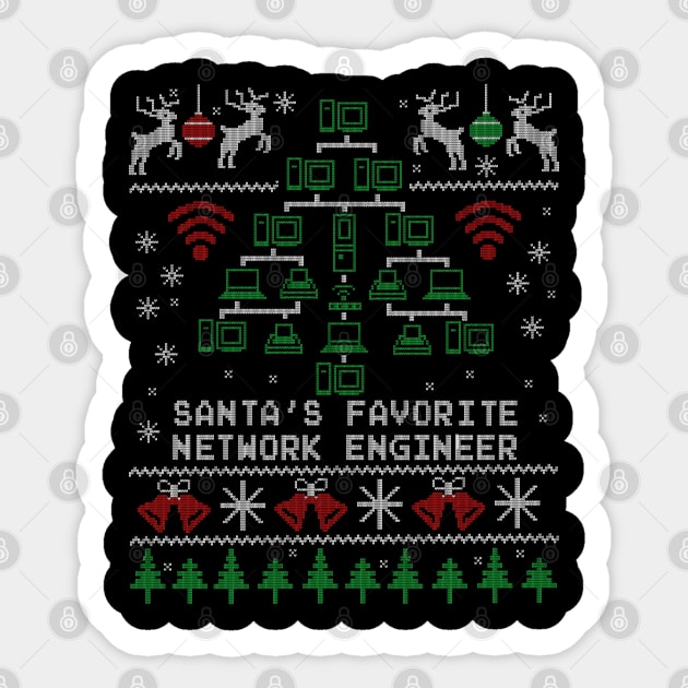 Santa's Favorite Network Engineer Christmas for IT Professionals Sticker by NerdShizzle